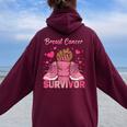 Breast Cancer Awareness Warrior Black Melanin Survivor Women Oversized Hoodie Back Print Maroon Breast Cancer Awareness Warrior Black Melanin Survivor Women Oversized Hoodie Back Print Maroon