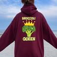 Broccoli Queen ブロッコリーの女王 ブロッコリー ベジタリアン・ベジタブル ブロッコリー レディース オーバーサイズ パーカー バックプリント Maroon