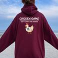 Chicken Game Do Not Look The Chicken You Look Game レディース オーバーサイズ パーカー バックプリント Maroon