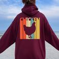 Chicken ニワトリ 動物 レディース オーバーサイズ パーカー バックプリント Maroon