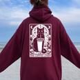 The Coffee Lover Cat ビンテージ ゴシック タロットカード レディース オーバーサイズ パーカー バックプリント Maroon