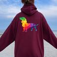 Dachshund Gay Pride Lgbt Lgbtq Rainbow Flag Dog Lovers レディース オーバーサイズ パーカー バックプリント Maroon