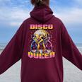 Disco Queen Retro Dancing 70 80 Disco Women Oversized Hoodie Back Print Maroon