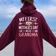 My First As A Grandma Cute Grandmother Women Oversized Hoodie Back Print Maroon