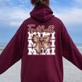 Football Mimi Coquette Bow Sport Grandma Game Women Oversized Hoodie Back Print Maroon