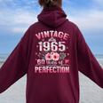 60Th B-Dayintage 1965 Floral 60 Years Of Perfection レディース オーバーサイズ パーカー バックプリント Maroon