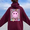 Field Day Squad Retro Groovy School Field Day Team Women Oversized Hoodie Back Print Maroon