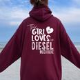 Girl Loves Diesel メカニックシャツ 面白いバレンタインデーギフト レディース オーバーサイズ パーカー バックプリント Maroon