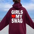 Girls Love Mywag シャツ おもしろい言葉 ガールズ Love Mywag レディース オーバーサイズ パーカー バックプリント Maroon