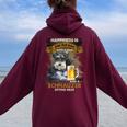 Happiness Is An Old Man With A Beerchnauzeritting Near Near レディース オーバーサイズ パーカー バックプリント Maroon