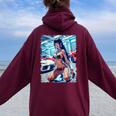 Hot Girl On メンズ Hot Asian Girl 輸入モデル レディース オーバーサイズ パーカー バックプリント Maroon