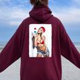 Hot Girl On 男性用 セクシー アイス ポップ ピンナップ 3 グランジ レディース オーバーサイズ パーカー バックプリント Maroon
