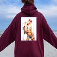 Hot Girl On 男性用 Ice Pop Pinup 2 レディース オーバーサイズ パーカー バックプリント Maroon