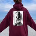 Hot Girl On 男性用 セクシー ブーティー ビキニ モデル 2 Bw レディース オーバーサイズ パーカー バックプリント Maroon