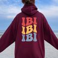 Ibi City Groovy レトロ レディース オーバーサイズ パーカー バックプリント Maroon