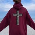 Jesus Christ Messiah Biblical Names Christian Faith Cross レディース オーバーサイズ パーカー バックプリント Maroon