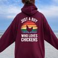 Just A Boy Who Loves Chickens シャツ キッズ 幼児 男の子 チキン レディース オーバーサイズ パーカー バックプリント Maroon