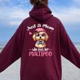 Just Mom Who Loves Her Maltipooママ レディース オーバーサイズ パーカー バックプリント Maroon
