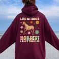Life Without Horses グルーヴィーな乗馬 乗馬 レディース オーバーサイズ パーカー バックプリント Maroon