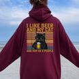I Like Beer My Cat And Maybe 3人 猫好き ギフト レディース オーバーサイズ パーカー バックプリント Maroon