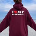 I Love My Girlfriend I Heart My Gf バレンタインデー レディース オーバーサイズ パーカー バックプリント Maroon