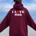 I Love Nor Match Girlfriend & Boyfriend Nor Name レディース オーバーサイズ パーカー バックプリント Maroon