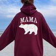 Mama Bear Xmas Buffalo Plaid Lights Matching Family Pajama レディース オーバーサイズ パーカー バックプリント Maroon