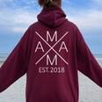 Mama Est 2018 Madre Desde 2018 Mamá 2018 Women Oversized Hoodie Back Print Maroon