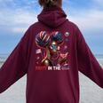 Melanin Afro 4Th Of July Party In The Usa Black Girl Us Flag Women Oversized Hoodie Back Print Maroon