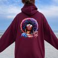 Melanin Afro African Happy 4Th Of July Black Girl Us Flag Women Oversized Hoodie Back Print Maroon