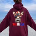 Merica Mule Donkey Patriotic 4Th Of July 面白い キッズ メンズ レディース レディース オーバーサイズ パーカー バックプリント Maroon