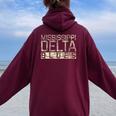 Mississippi Delta Blues Intage Retro Envejecida Women Oversized Hoodie Back Print Maroon