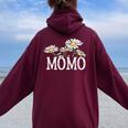 Momo Floral Chamomile Mother's Day Momo レディース オーバーサイズ パーカー バックプリント Maroon