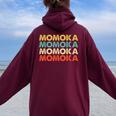 Momoka 桃花 レディース オーバーサイズ パーカー バックプリント Maroon