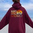 My Favorite People Call Me Momo ヴィンテージ レトロ 面白い モモモ レディース オーバーサイズ パーカー バックプリント Maroon