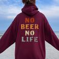 No Beer No Life Lover ファン ヴィンテージスタイル ラガー 生ビール レディース オーバーサイズ パーカー バックプリント Maroon