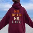 No Beer No Life Lover ファン ビンテージスタイル ラガー ドラフトビール レディース オーバーサイズ パーカー バックプリント Maroon