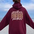 Panthers School Spirit Mascot Gold Panther Pride Mom Panther Women Oversized Hoodie Back Print Maroon