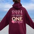 Papa Of Miss Onederful Girls 1歳の誕生日 マッチングファミリー レディース オーバーサイズ パーカー バックプリント Maroon