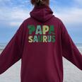 Papaaurus お揃い 家族 誕生日 恐竜 男性 女性 キッズ レディース オーバーサイズ パーカー バックプリント Maroon