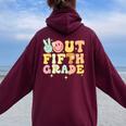 Peace Out Fifth Grade 5Th Grade Last Day Of School Groovy Women Oversized Hoodie Back Print Maroon