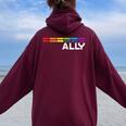 Proud Ally Bars Equality Lgbtq Rainbow Flag Gay Pride Ally レディース オーバーサイズ パーカー バックプリント Maroon