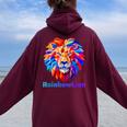 Rainbow Lion レインボー ライオン かっこいい おしゃれ レディース オーバーサイズ パーカー バックプリント Maroon