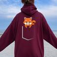 Red Panda In A Bag Cute Love レッドパンダバッグ レディース オーバーサイズ パーカー バックプリント Maroon