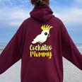 Retro Cockatoo Mother Mom Cockatoo Mommy Cockatiel レディース オーバーサイズ パーカー バックプリント Maroon