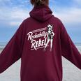 Rockabilly Rebel Pin-Up Girl In Dress Graphic レディース オーバーサイズ パーカー バックプリント Maroon