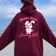 Shake Your Bunny Tail 愛らしいバブルガム レディース オーバーサイズ パーカー バックプリント Maroon