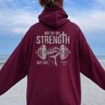 My Strength Christian Bible Gym Workout Weightlifting Women Oversized Hoodie Back Print Maroon