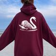 Swan Dad Mom Lover モノクロ 白鳥 レディース オーバーサイズ パーカー バックプリント Maroon