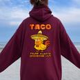 Taco Trump Always Chickens Out レディース オーバーサイズ パーカー バックプリント Maroon